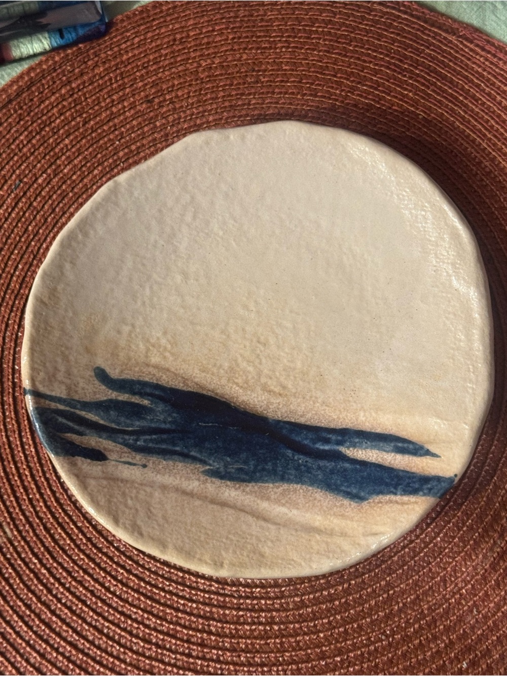 Wabisabi Collection by Muirfield B-5 Tochi 6" Plate, Blue on Cream, Japan